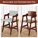Ezebaby Wooden High Chair for Toddlers to Teens, Adjustable Kids Study Chair with Steps, Kids Dining Chair with Removable Cushion (Nut-Brown)