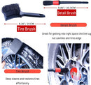 Epzia 4 Pack Long Handle Car Cleaning Kit Wheel Brush Kit - 2X Soft Wheel Woolies Cleaning Brush, Detailing Brush and Stiff Tire Brush, Bendable& Durable Wheel Rim Car Wash Kit