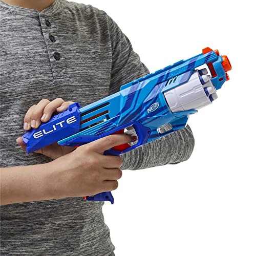 NERF Elite - Reflex Blue Disruptor Blaster - Rotating Drum - 6 Official Nerf Elite Darts - Slam Fire Action - Amazon Exclusive - Outdoor Games and Toys for Kids - Boys and Girls - F2697 - Ages 8+, Multicolour, One Size