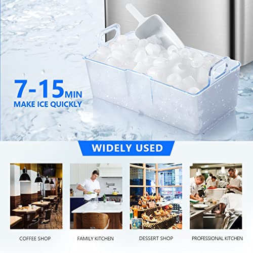 Maxkon Portable Ice Makers Countertop, Make 27kg ice in 24 hrs,Ice Cube Rready in 7-15 Mins, 4.5L Ice Machine with Ice Scoop, 3 Sizes of Bullet Ice for Home Commercial Benchtop Fast Freezer