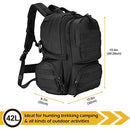 ProCase 3 Day Assault Backpack Rucksack for Men, Rugged Strong Tough 42L Large 600D Oxford Molle Go Bag for Trekking, Camping and Outdoor Activities –Black