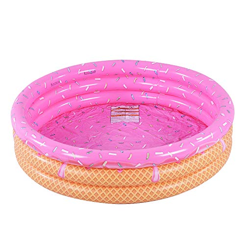 Kiddie Pool Ice Cream 3 Ring Inflatable Pool for Kids Ideal Water Pool in Summer 45 inches Inflatable Swimming Pool for Ages 3+