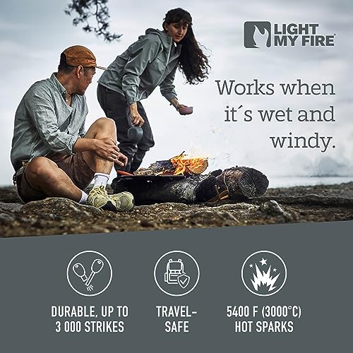 Light My Fire Flint Fire Starter Ferro Rod Survival Tool Scout — Fire Steel Bushcraft Gear — Flint and Steel Magnesium Fire Starter Kit — 2-in-1 Fire Starters for Campfires — 3,000 Strikes