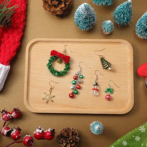 6 Pairs Christmas Dangle Earrings Set Snowflake Santa Tree Bells Snowman Earrings Pierced Hook Drop Earrings for Women, Metal, alloy