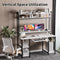 Desk with Hutch, 70 inch High 53 inch Width, Heavy Duty Computer Desk with Keyboard Tray and Storage Shelves Bookshelves, Easy Assemble - Color Black and White