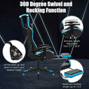 POWERSTONE Massage Gaming Chair Recliner - Racing E-Sports Computer Chair with Footrest Lumbar Support and Headrest Ergonomic Office Chair PU Leather High Back Adjustable Swivel Chair, Blue