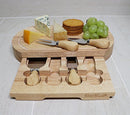 Cheese Board Set by StarBlue - with 4 Knives and Slide Out Drawer | Large Oak Wooden Cheese and Platter Cutting Serving Plate Tray | Best for housewarming and birthday gift