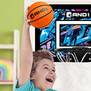 AND1 Mini Basketball Hoop: 18”x12” Pre-Assembled Portable Over The Door with Flex Rim, Includes Two Deflated 5” Mini Basketball with Pump, for Indoor, Orange/Light Blue