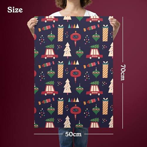 GIVEWRAP The Gift Wrap That Gives To Charity. All Occasions and Birthday Gift Wrap Paper for Adults & Kids, Recyclable, Eco-Friendly, Christmas Illustration Bundle (6 Sheets, 50 cm x 70 cm)