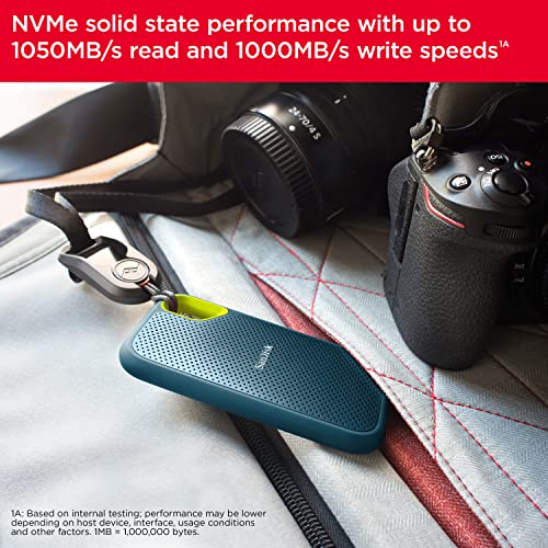 SanDisk 2TB Extreme Portable SSD - Up to 1050MB/s, USB-C, USB 3.2 Gen 2, IP65 Water and dust Resistance, External Solid State Drive, Monterey - SDSSDE61-2T00-G25M