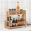 Multipurpose Spice Rack Organiser, Two Tier Kitchen Storage Wooden Spice Rack, Suitable for Countertops, Cabinets, Cosmetic Display Racks, Bathroom Partition Organizer Storage Racks.