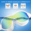 Keary 2 Pack Swimming Goggles Anti-fog Swim goggles for Adult Men Women Youth, UV Protection No-Leak Mirror Big Frame Clear Swim Goggles Pool Water Glasses Swim Mask, Underwater Goggles for Swimming