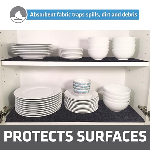 Drymate Premium Luxury Shelf & Drawer Liner, Thick Cushioned Fabric, Non-Adhesive, Absorbent, Waterproof, Slip-Resistant, Liners for Kitchen Cabinets, Cupboards (USA Made)(12”x59”)(2-Pack)(Charcoal)