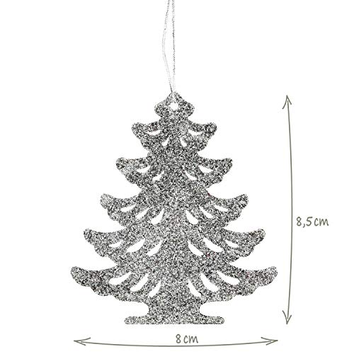 COM-FOUR® 12 x Glitter Pendants for The Christmas Tree, Glittering Christmas Tree Decorations, Christmas Decoration with Various Motifs, Motif Selection Varies, 12 Pieces, 8.5-11 cm