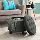 Convenience Concepts Designs4Comfort Round Storage Ottoman 19.75" - Versatile Contemporary Foot Stool for Living Room, Office, Gray Fabric