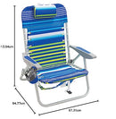 Rio Brands Beach 4-PRio Beach 4-Position Backpack Lace-Up Suspension Folding Beach Chair - Blue/Green Stripe, 24" x 24.75" x 33"