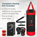 LoGest Punching Bag for Kids Boxing Set - Suitable for Kids Punching Bags 3-8 Years of Age - Boxing Gloves & Hand Wraps Included - Youth Children Boxing MMA Kickboxing Muay Thai Karate Punching Bag