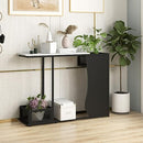 Giantex 110cm Black Console Table w/Plant Position, Faux Marble Top Entryway Table w/ 2 Storage Cube, Narrow Sofa Side Accent Table w/Metal Frame & Adjustable Foot Pads Living Room Hallway Entryway