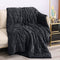 Uttermara Weighted Blanket Twin 15 Pounds for Adult, Sherpa Weighted Blanket for Sofa Bed, Ultra Cozy Warm Sherpa Soft Ribbed Striped Plush Fleece, Heavy Blanket Great for Relax, 48"x72" Dark Grey