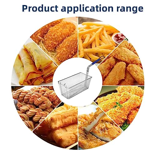 Wimarn Deep Fryer Basket, 4Pcs Commercial Non-Slip Handle Heavy Duty Nickel Plated Iron Construction Chip Basket,13" x 6" x 6", Restaurant Kitchen Frying Chips Fish Sausages