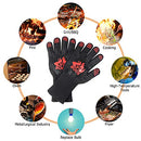 BBQ Gloves, 1472℉ Extreme Heat Resistant Grilling Gloves for Cooking,Baking and for Smoker, Silicone Insulated Cooking Oven Mitts, 13 Inch Long Non-Slip Potholder Gloves,1 Pair (Black & Red)
