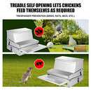 10L Chicken Feeder Automatic Poultry Chook Food Feeding Treadle Spillproof Galvanized Steel Self Opening