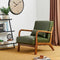 glitzhome Mid Century Hunter Green Accent Armchair, Single Reading Armchair PU Leather Lounge Chair with Walnut Ruberwood Frame