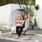 NICESOUL 2 Person Double Egg Chair Outdoor Patio Wicker Loveseat Hanging Chair Swing Egg Chairs with Cushions Double Seats Egg Chair 510 lbs Capaticy for Patio Backyard Balcony Bedroom Gift Cream