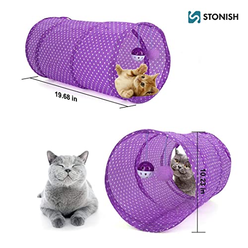 STONISH 29 Pcs Cat Toys Kitten Toys Assorted, Variety Catnip Toy Set Including 2 Way Tunnel, Feather And Teaser, Fish, Cotton And Feather Mice, Rugby Toy, Tumbler And Suction Cup Mouse Toy, Storage Bag