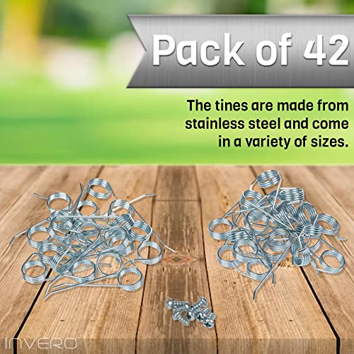 Invero Pack of 42 Replacement Lawnrake Metal Tines for Flymo Compact 340 3400 350 Scarifier Lawn Rake Tine Kit - Compatible Part FLY058