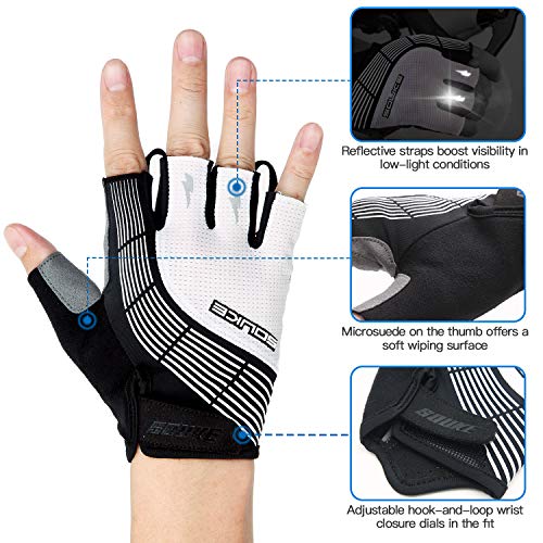 Souke Sports Cycling Bike Gloves Padded Half Finger Bicycle Gloves Shock-Absorbing Anti-Slip Breathable MTB Road Biking Gloves for Men/Women