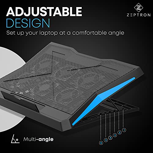 Zeptron Height Adjustable Laptop Cooling Stand / Cooling Pad / Cooler with Six Fans Compatible for Acer, HP, MacBook, Lenovo, Dell, Chromebook / 11.6 Inch, 13.3 Inches,15.6” All Laptops & Notebooks
