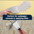 Ninja Professional Tiling Scraper Tool, Unique Curved Edge for Plastering, Decorating | Soft Grip Rubber Handle, 70mm | Stainless Steel Blade for DIY, Heavy Duty Wallpaper & Bucket Scraper