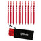 NUZAMAS Camping Tent Stakes Set of (10) 7" (18cm) - Ultralight and Heavy Duty 7001 Aluminum - 3 Guy Points - Red with Storage Bag