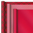 Hallmark Holiday Wrapping Paper with Optional DIY Bow Templates on Reverse (3 Rolls: 120 sq. ft. TTL) Red Plaid, Stripes, Polka Dots for Christmas, Valentines Day, Birthdays, Graduations
