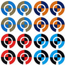 Acclaim Lawn Bowls Identification Stickers Markers Standard 5.5 cm Diameter 4 Full Sets Of 4 Self Adhesive Two Colour Quartered Mixed Colours (D)