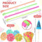 Eaasty 50 Sets Summer Snow Cone Cups and Spoon Straws with 50pcs Paper Umbrellas Kit, Small Leakproof Reusable Plastic Cups for Shaved Ice Snack Ice Cream Bowls for Holiday Party, 4 oz