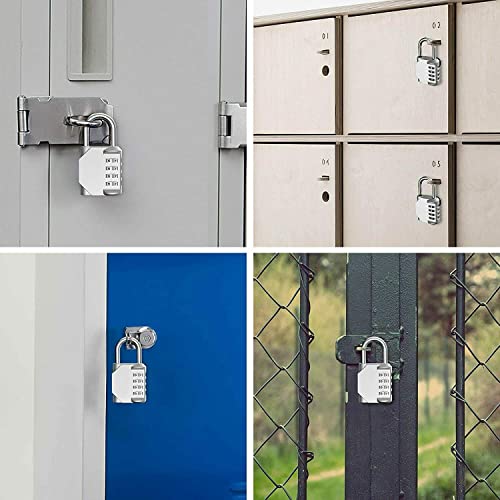 Combination-Lock 4 Digit Outdoors Waterproof Padlock Number Lock for School Gym Locker, Sports Locker, Fence, Gate, Shed,Toolbox, Case, Hasp Storage (Silver)