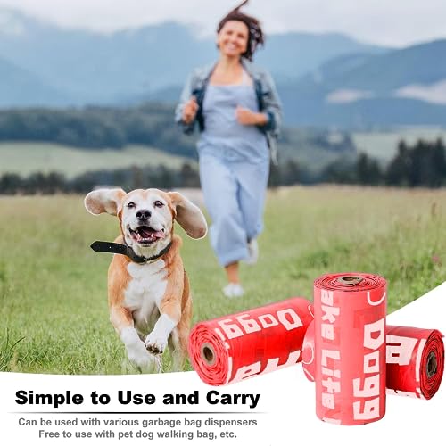 LastingLife Dog Poop Bags Biodegradable EPI Technology Pet Waste Bags 100% Leak Proof Strong Thick Poop Bags Included poop bag dispenser and Hands-Free Holder 270 Counts 18 Rolls Red(Lavender Scented)