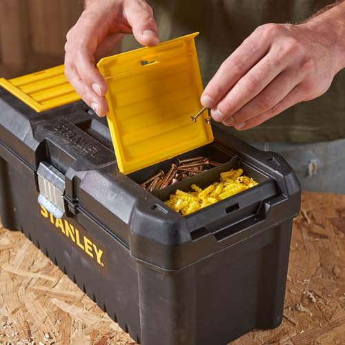 Stanley STST1-75518 Essential 16 Toolbox with Metal latches, Black/Yellow, Inch