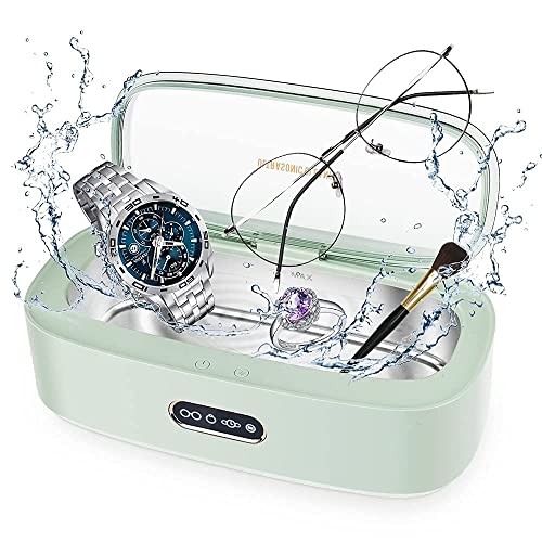 Ultrasonic Jewelry Cleaner, 50W Ultrasonic Cleaner Machine, Ultrasonic Glasses Cleaner with Digital Timer,Holder,47kHz Professional Sonic Jewelry Cleaner for Eye Glasses,Ring,Earring, Necklaces