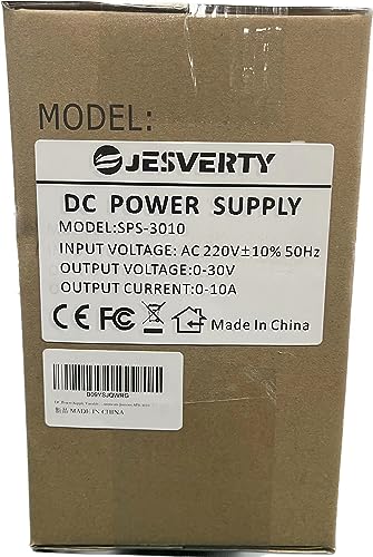 DC Power Supply Variable, 30V 10A Adjustable Switching Regulated DC Bench Power Supply with High Precision 4-Digits LED Display, 5V/2A USB Port, Coarse and Fine Adjustments Jesverty SPS-3010