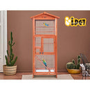 i.Pet Bird Cage Wooden Large Pet Cages, Aviary Hutch Budgie Parrot Stand Toy Perch Enclosure, Outdoor Metal Door Roof Indoor Weatherproof Canary Cockatoo