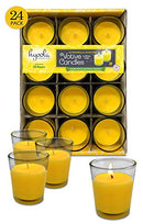 Hyoola Citronella Candle Votives in Glass Cup - Indoor and Outdoor Decorative and Mosquito, Insect and Bug Repellent Candle - Natural Fresh Scent - 12 Hour Burn Time Yellow