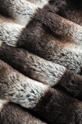 inchgrass Luxury Soft Faux Mink Fur Throw Blanket Shaggy Plush Elegant Weighted Handmade Thick Blanket for Sofa Chair Couch Living Bedding (60"x70", Grey Chinchilla)