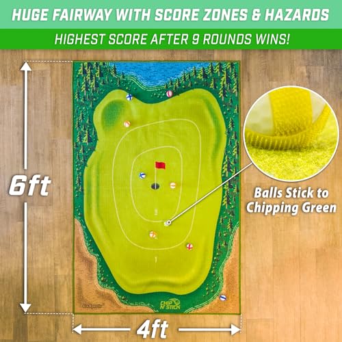 GoSports Chip N' Stick Golf Chipping Mat Game with Golf Balls - Choose Classic, Darts or Islands