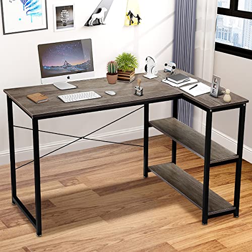 Luxsuite Computer Desk with Shelf L Shape Study Table Writing Workstation Corner Desk Home Office Oak