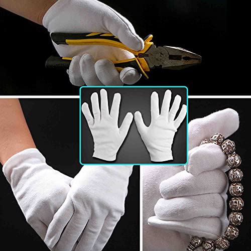 24 pairs Cotton gloves, cloth glove, White gloves, Cotton gloves for cleaning coins, White gloves for skin care, examining jewelry, daily work (24)