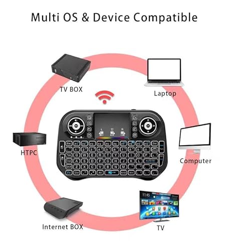 Mini Wireless Keyboard, Android Keyboard with Touchpad, Smart TV Keyboard, Multi Colour 2.4G Mini Keyboard for Smart TV Remote Control/PC/Pad/Xbox/Android Box