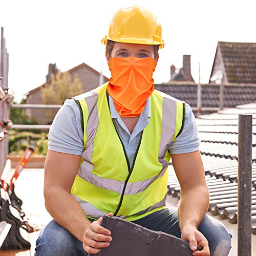 3 Cool Face Covering Seamless Summer Neck Gaiters for Men Balaclava Sun Protection for Outdoor (Fluorescent Orange)